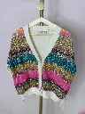 Gilet longues manches paillettes multicolores