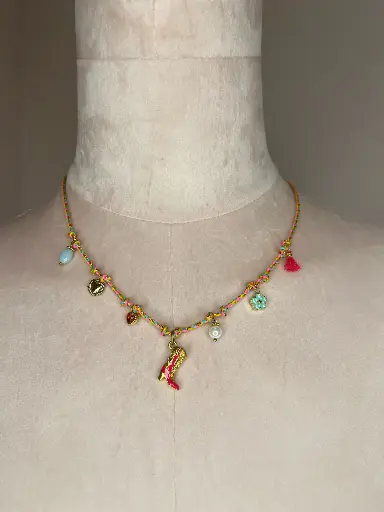 Collier "Far West" Gold/ Pink- diamètre 42